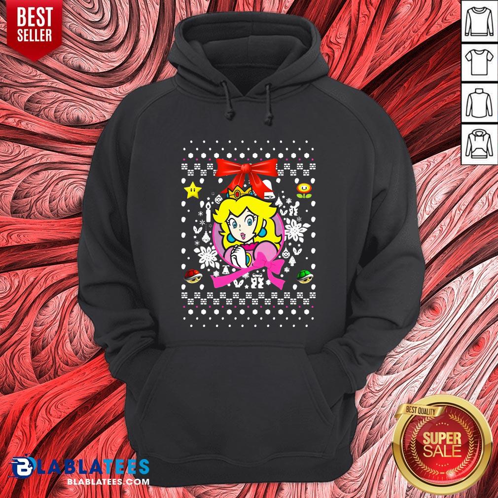 Lovely Junior's Nintendo Ugly Christmas Peach Wreath Shirt - Image 3