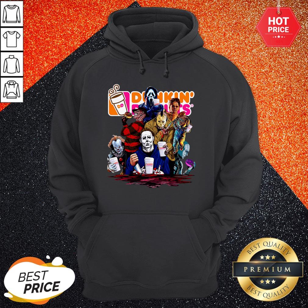 Horror Characters Dunkin Donuts Halloween Shirt - Image 5