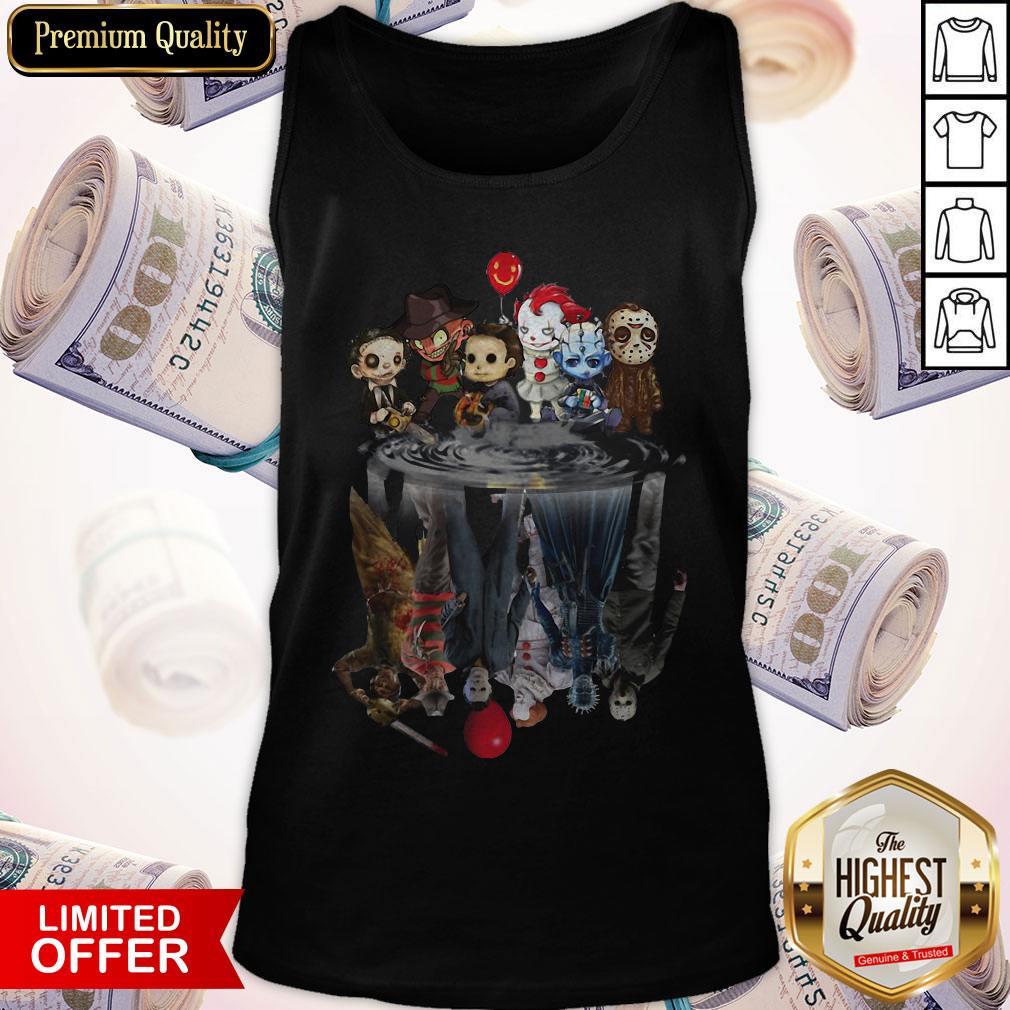 Horror Characters Movies Water Mirror Reflection Halloween Shirt - Image 4