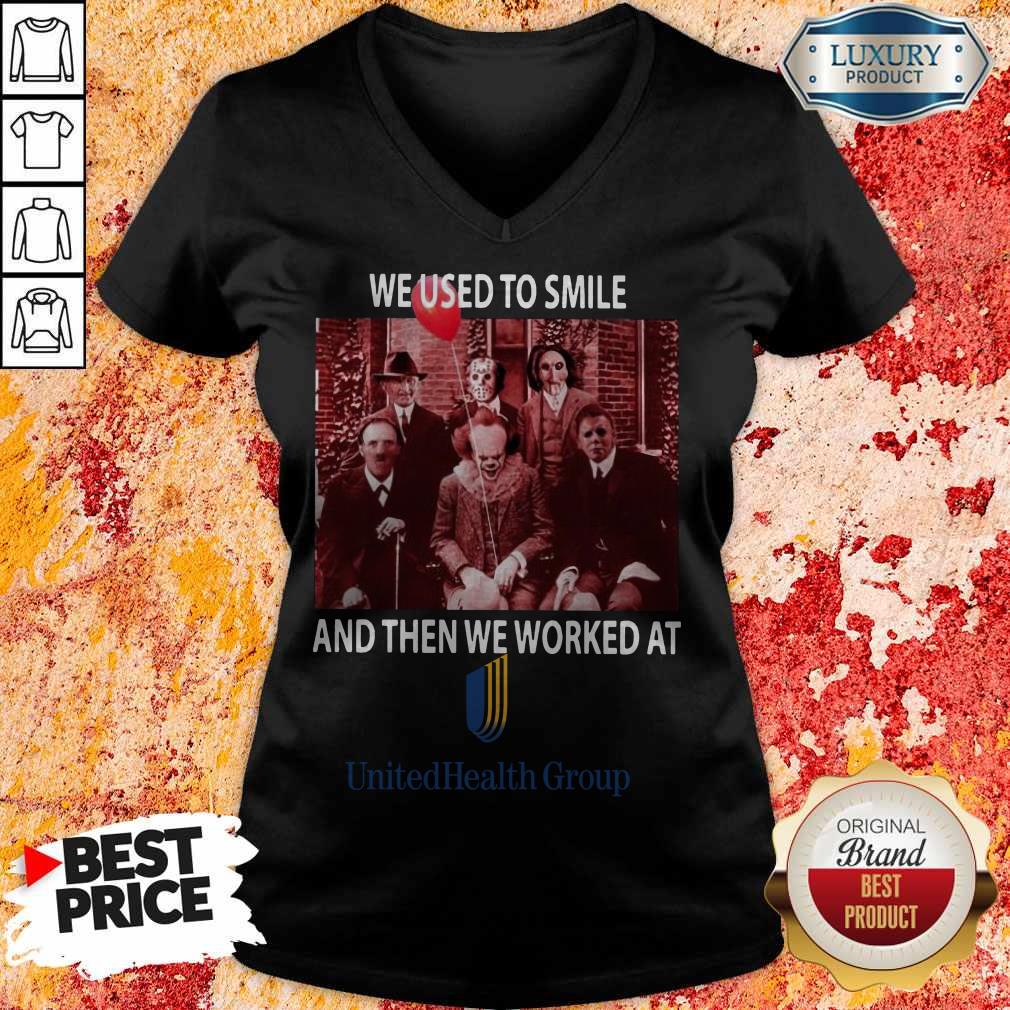 Horror Movie Characters We Used To Smile And Then We Worked At Unitedhealth Group Halloween Shirt - Image 2