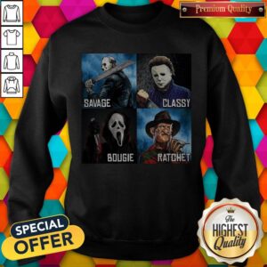 Alternative view of Horror Movies Characters Savage Classy Bougie Ratchet Shirt