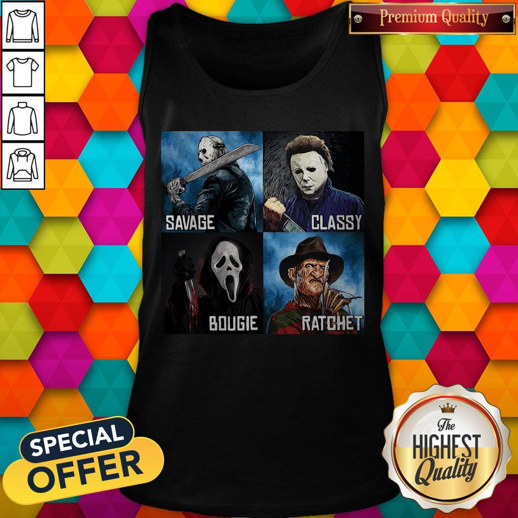 Horror Movies Characters Savage Classy Bougie Ratchet Shirt - Image 4