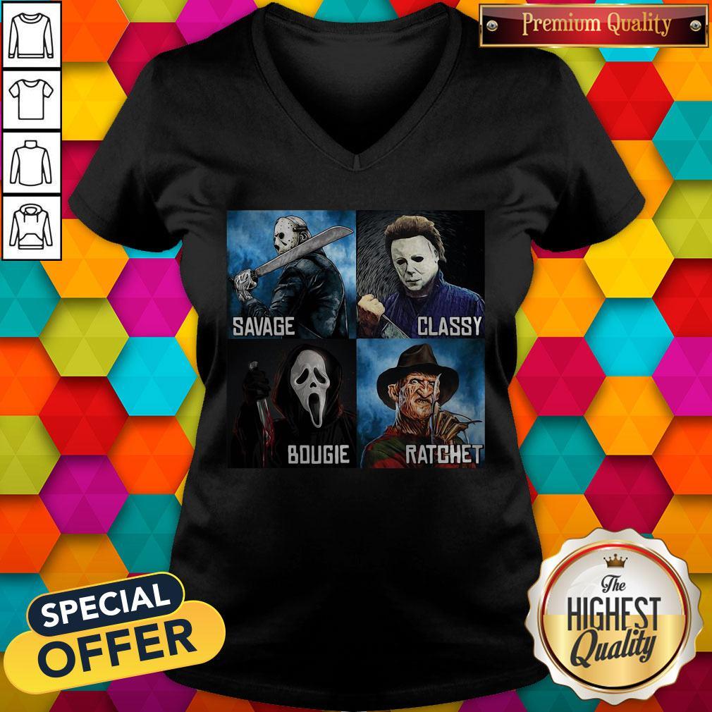 Horror Movies Characters Savage Classy Bougie Ratchet Shirt - Image 3