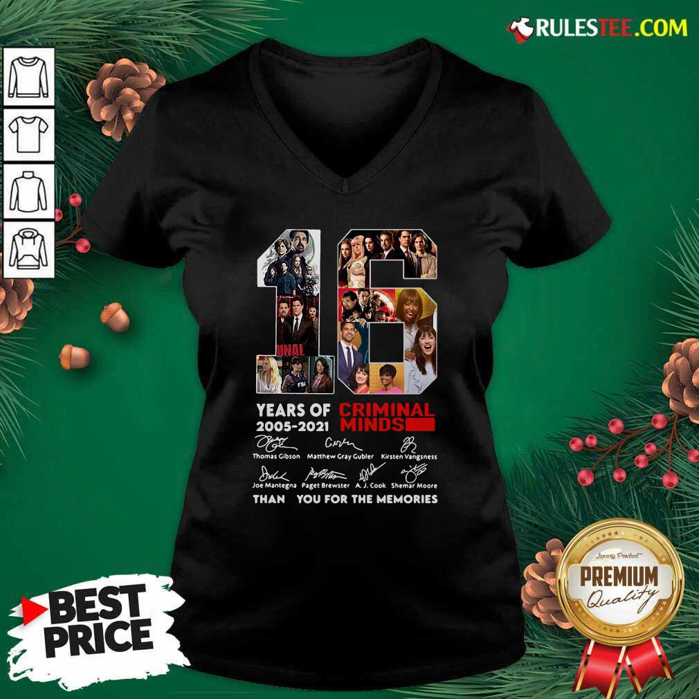 Hot 16 Years Of 2005 2021 Criminal Minds Signatures Thank You For The Memories Shirt - Image 3