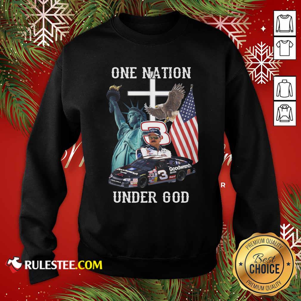 Hot 3 Goodwrench Dale Earnhardt One Nation Under God American Flag Shirt - Image 5