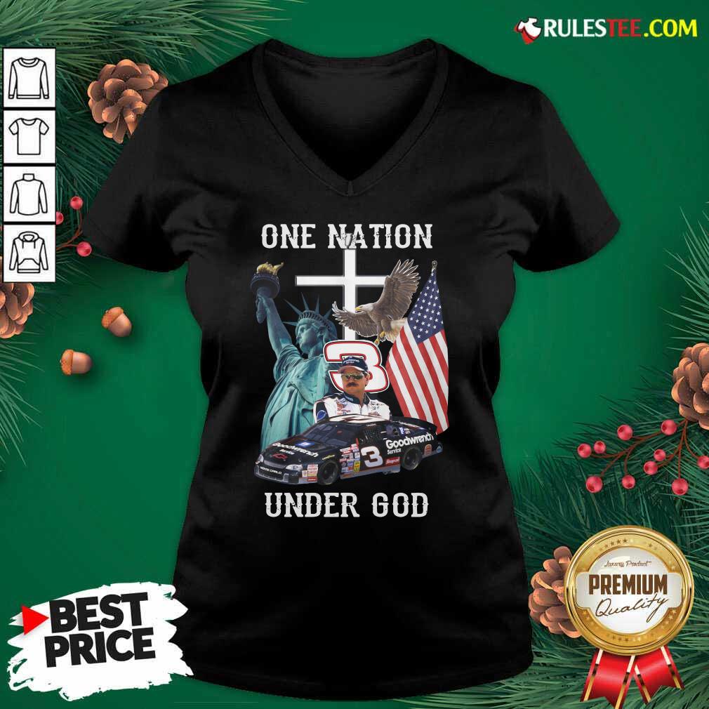 Hot 3 Goodwrench Dale Earnhardt One Nation Under God American Flag Shirt - Image 3