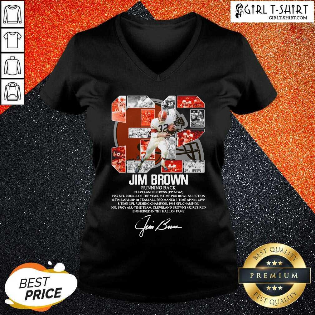 Hot 32 Jim Brown Running Back Cleveland Browns 1957 1965 Signature Shirt - Image 2
