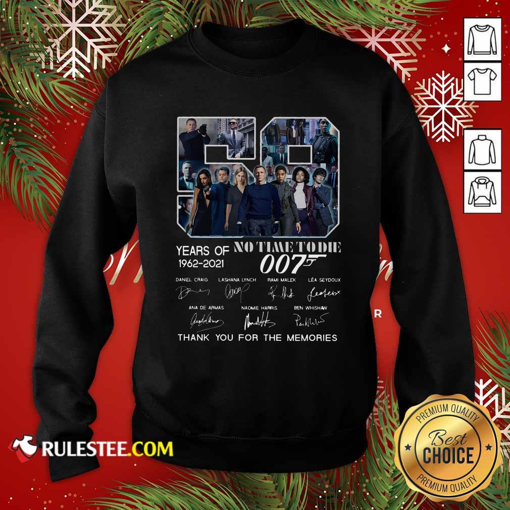 Hot 59 Years Of No Time To Die 007 1962 2021 Thank You For The Memories Signatures Shirt - Image 5