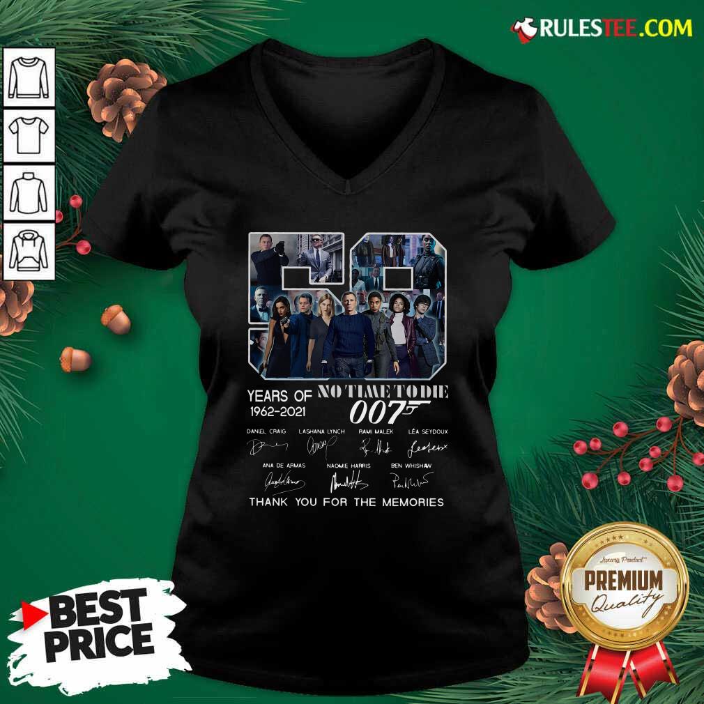 Hot 59 Years Of No Time To Die 007 1962 2021 Thank You For The Memories Signatures Shirt - Image 3