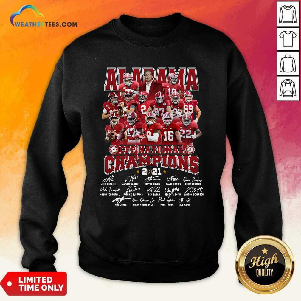 Hot Alabama Crimson Tide CFP National Champions 2021 Signatures Shirt - Image 4