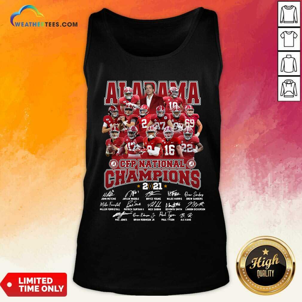 Hot Alabama Crimson Tide CFP National Champions 2021 Signatures Shirt - Image 3