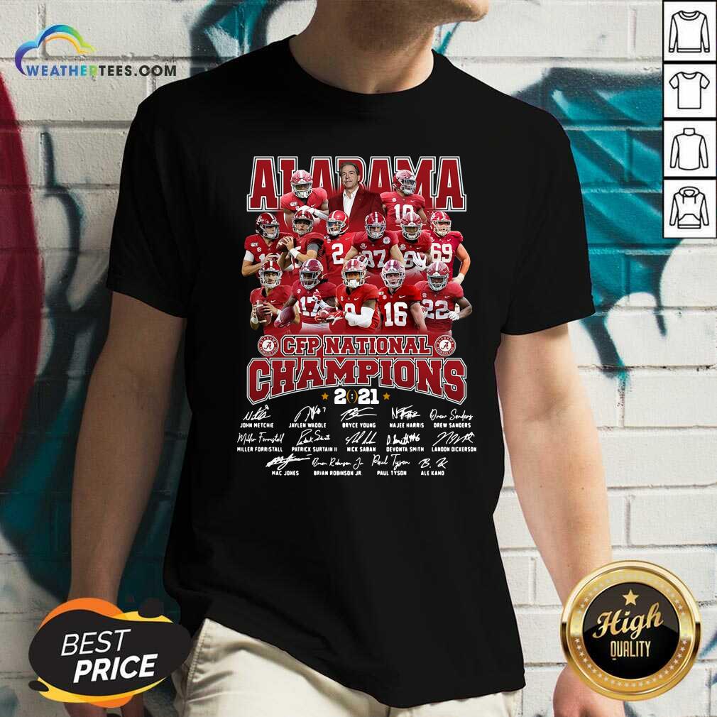 Hot Alabama Crimson Tide CFP National Champions 2021 Signatures Shirt - Image 2