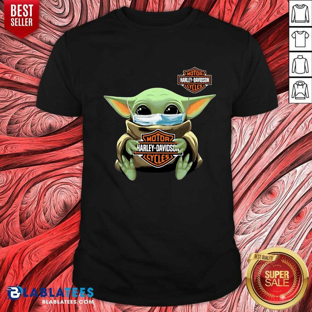 Hot Baby Yoda Mask Motor Harley Cycles Coronavirus Shirt