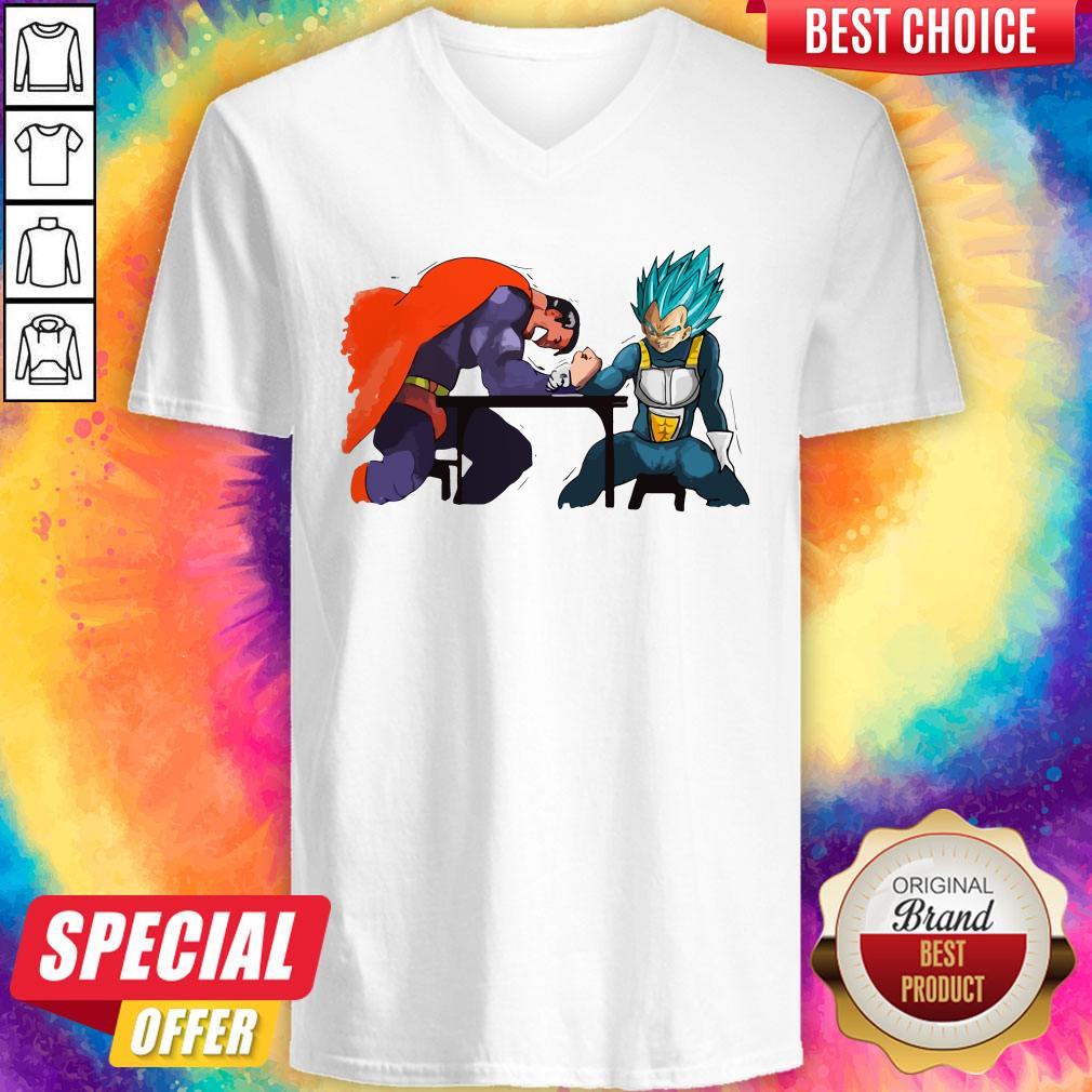 Hot Batman And Vegeta Arm Wrestling Shirt - Image 2