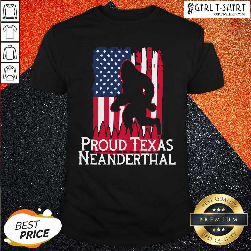 Hot Bigfoot Proud Texas Neanderthal American Flag Shirt