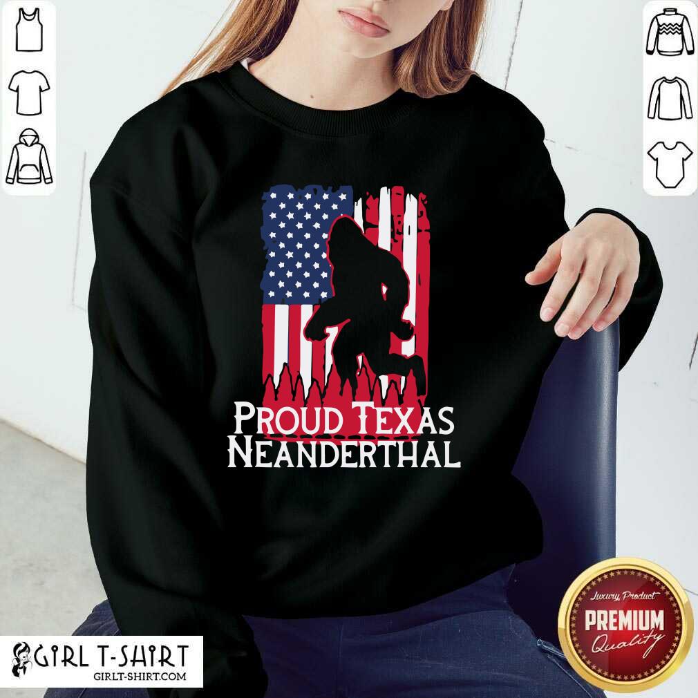 Hot Bigfoot Proud Texas Neanderthal American Flag Shirt - Image 4