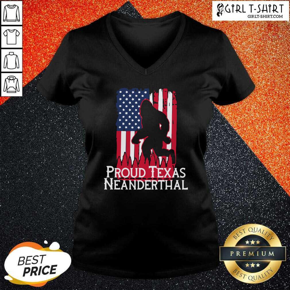 Hot Bigfoot Proud Texas Neanderthal American Flag Shirt - Image 2