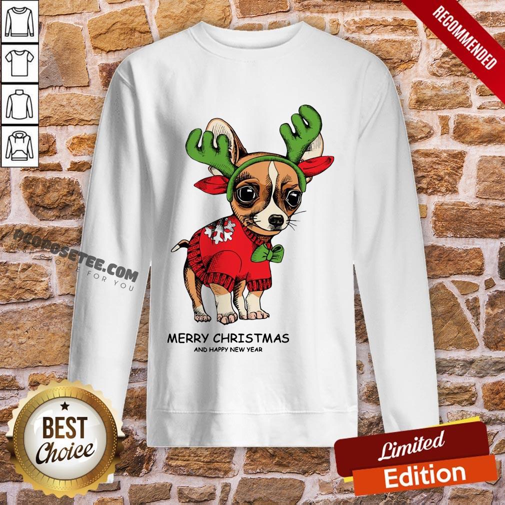 Hot Chihuahua Reindeer Merry Christmas And Happy New Year Shirt - Image 5