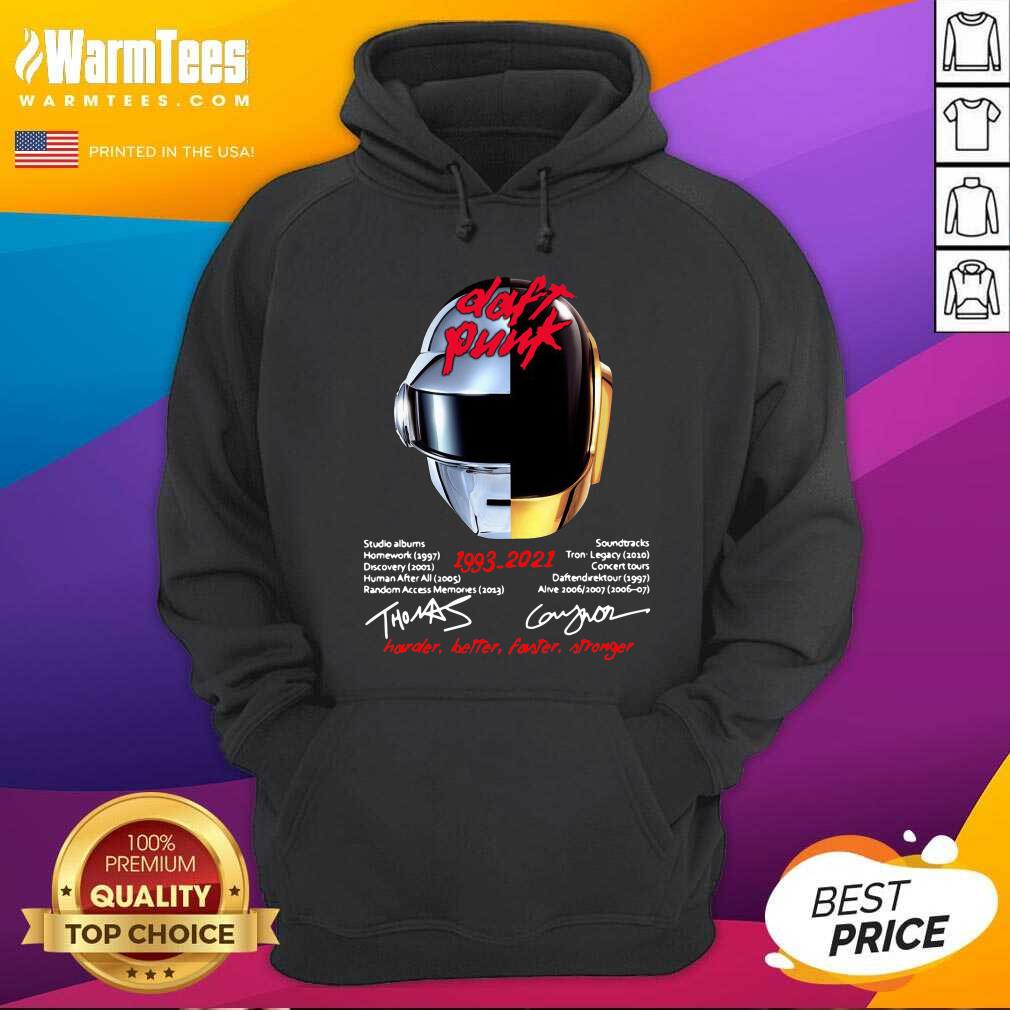 Hot Daft Punk 1993 2021 Harder Better Faster Stronger Signatures Shirt - Image 2