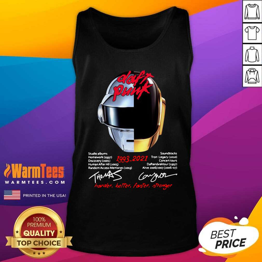 Hot Daft Punk 1993 2021 Harder Better Faster Stronger Signatures Shirt - Image 4