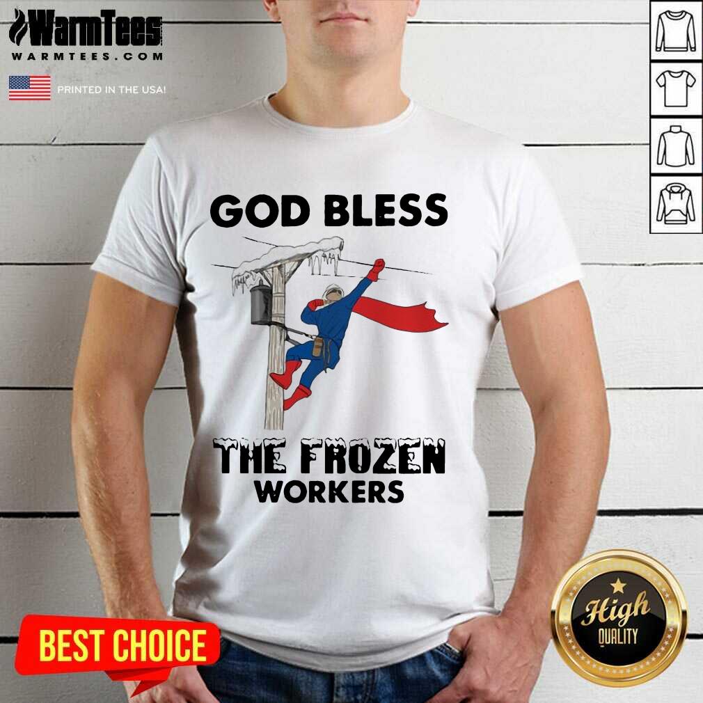 Hot God Bless The Frozen Workers Lineman Shirt