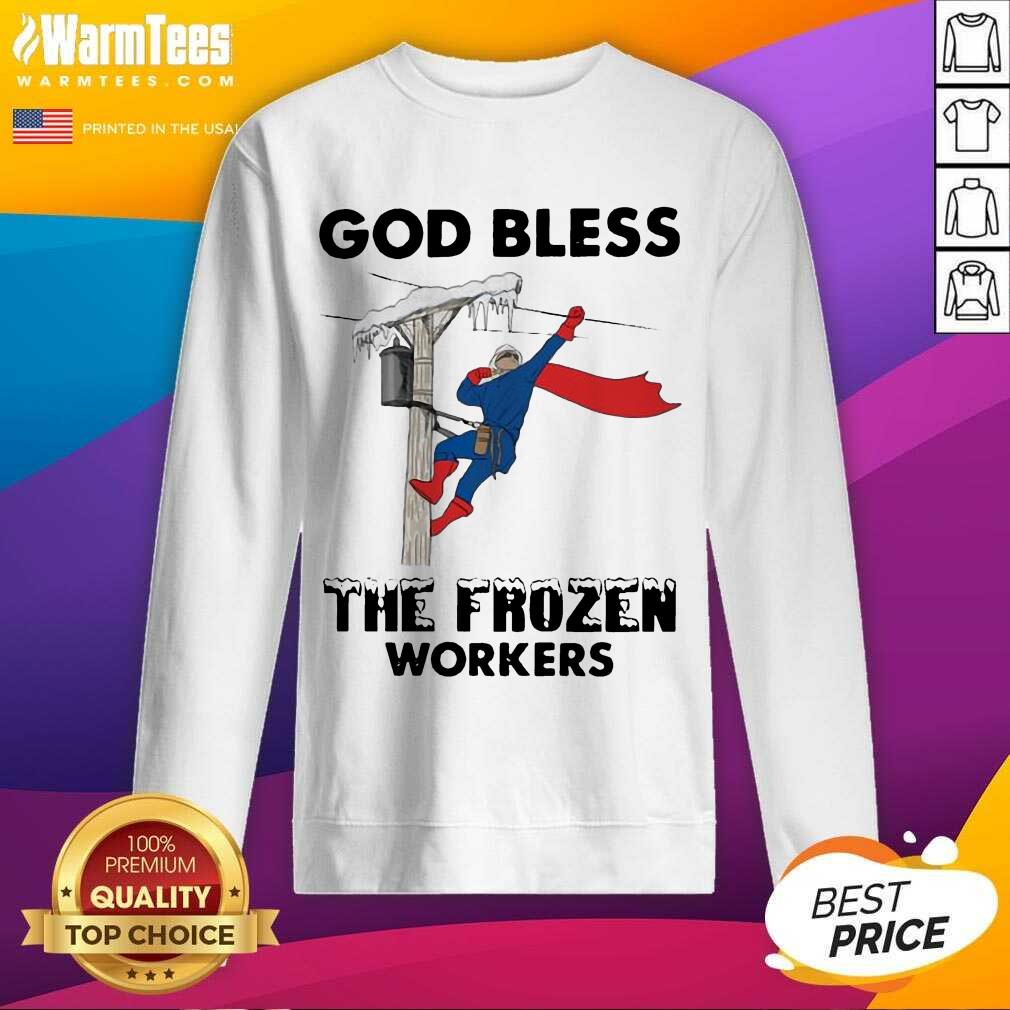 Hot God Bless The Frozen Workers Lineman Shirt - Image 3