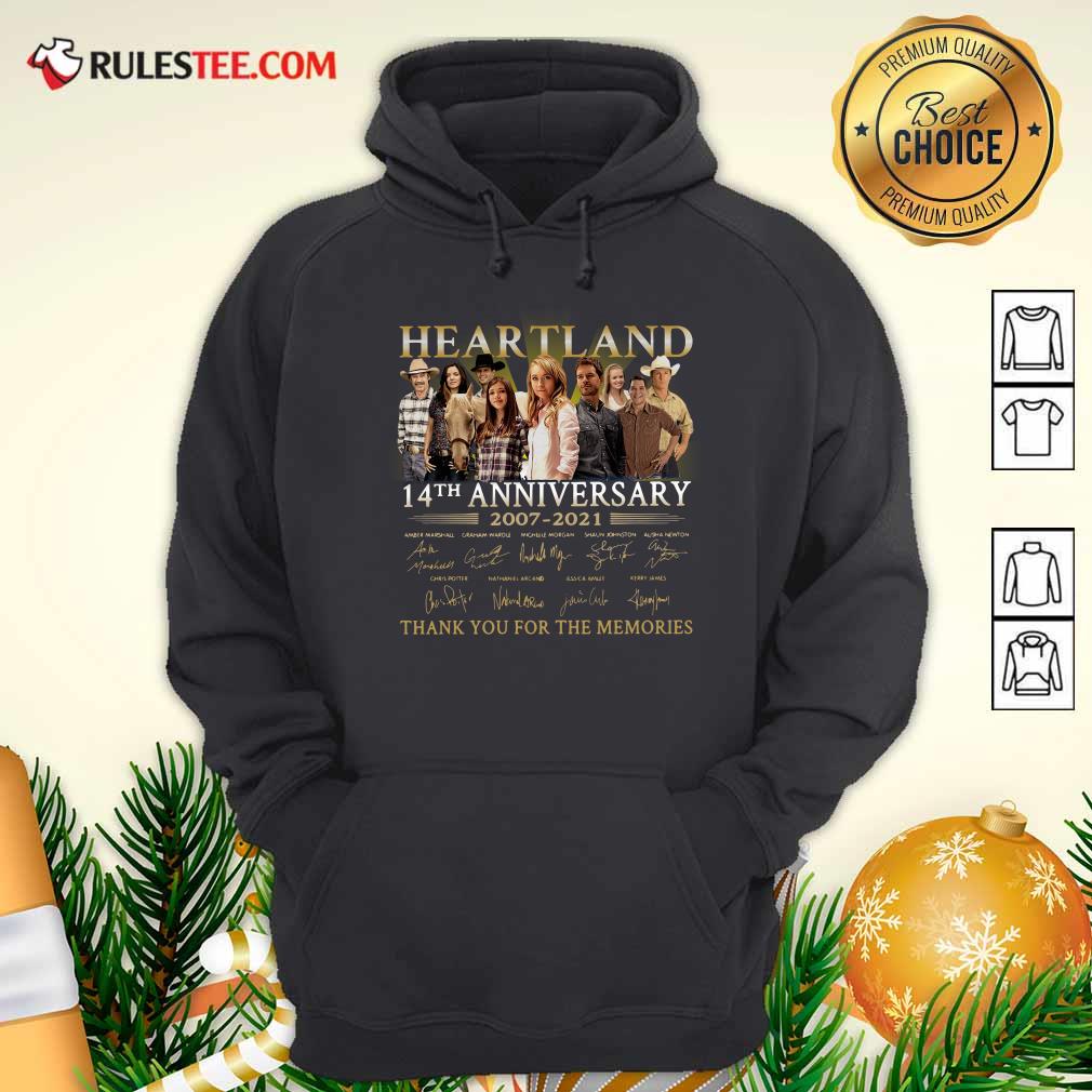Hot Heartland 14th Anniversary 2007 2021 Thank You For The Memories Signatures Shirt - Image 2