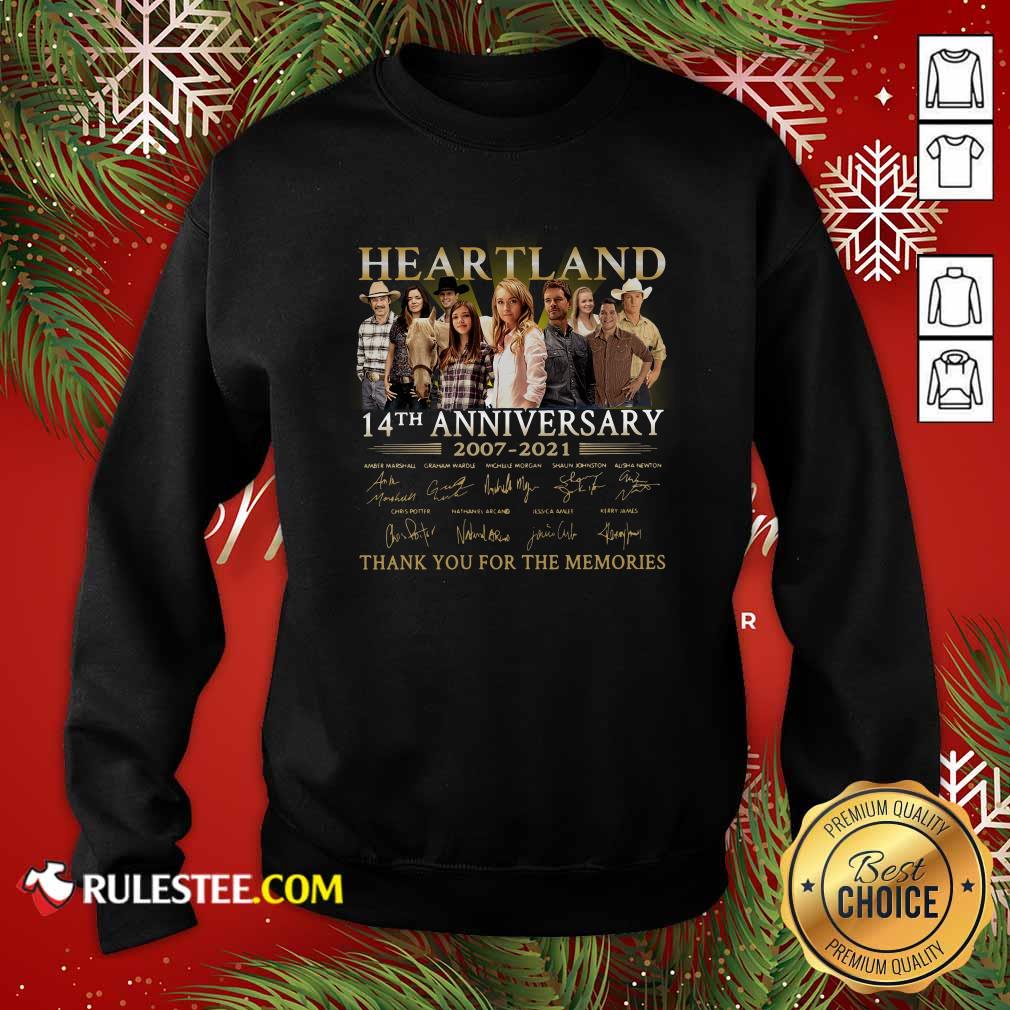Hot Heartland 14th Anniversary 2007 2021 Thank You For The Memories Signatures Shirt - Image 5