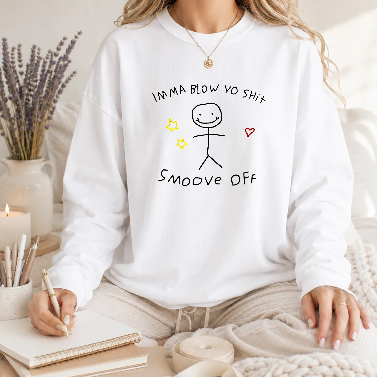 Hot Imma Blow Yo Shit Smoove Off Stick Figure Cartoon Shirt - Image 3