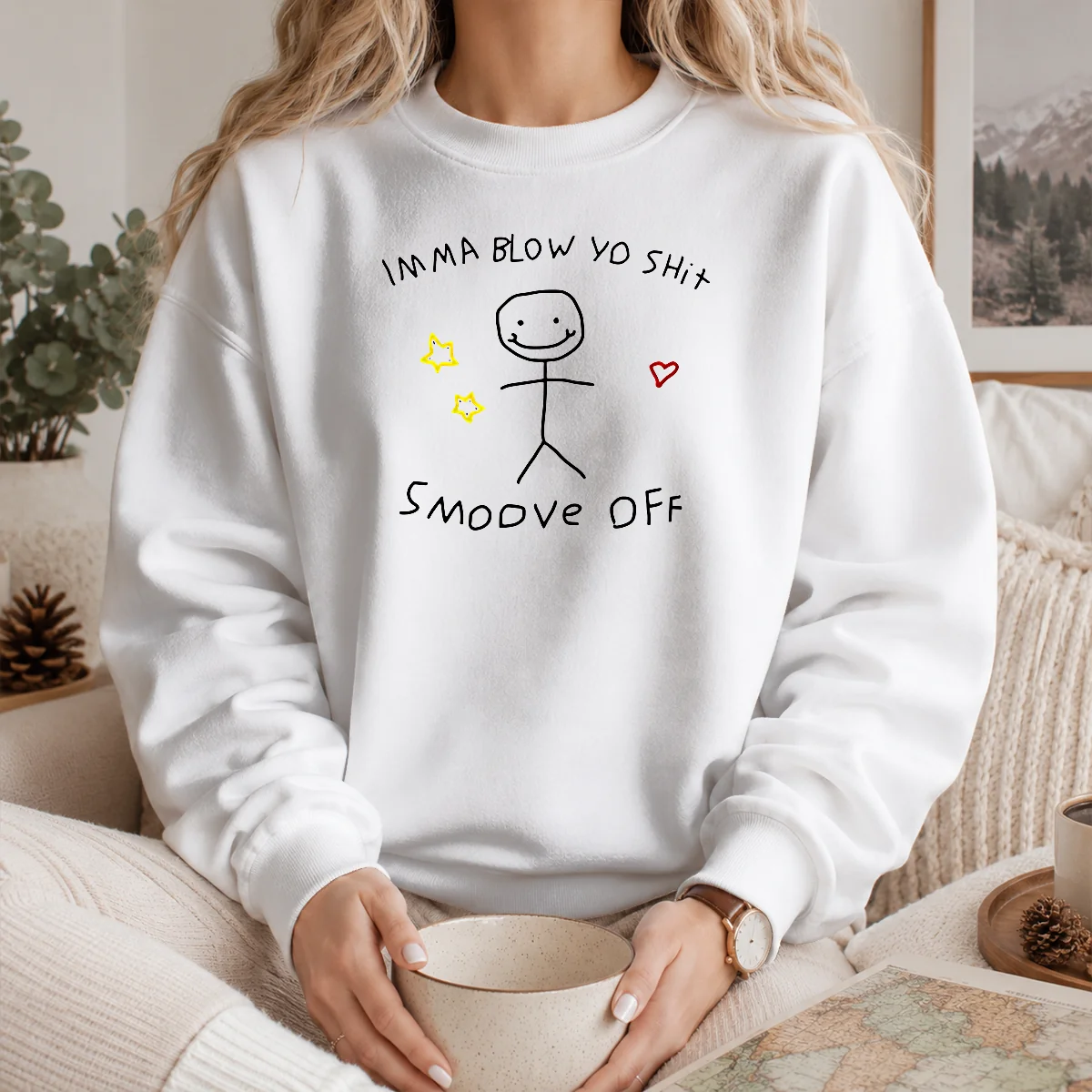 Hot Imma Blow Yo Shit Smoove Off Stick Figure Cartoon Shirt - Image 5