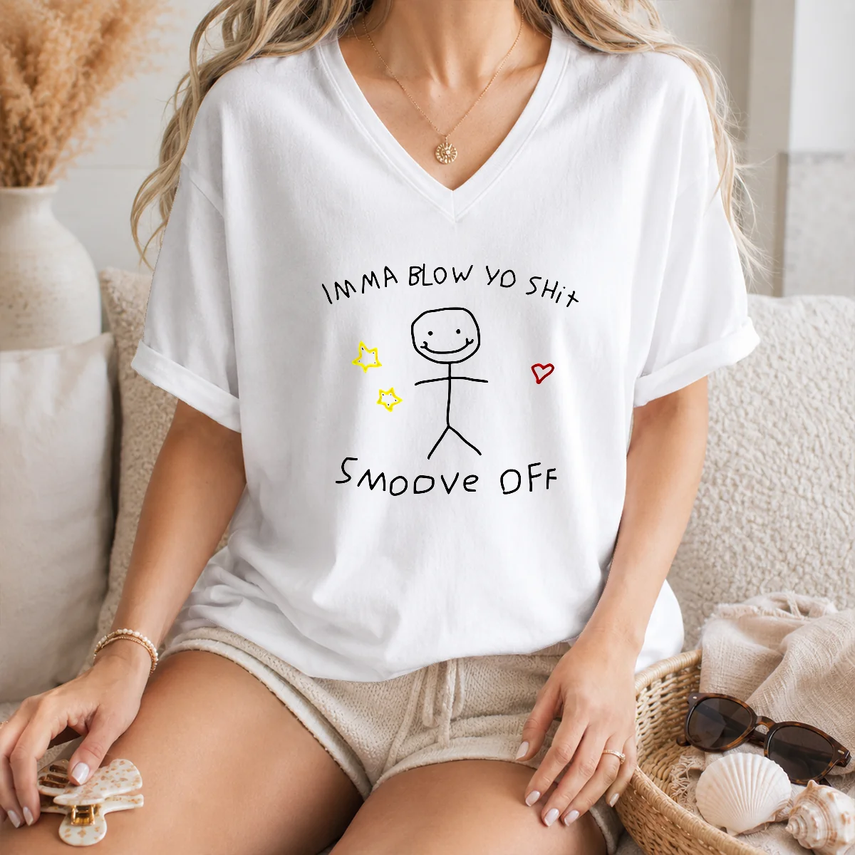 Hot Imma Blow Yo Shit Smoove Off Stick Figure Cartoon Shirt - Image 7