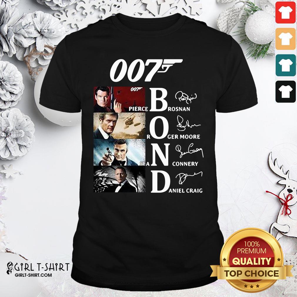 Hot James Bond 007 Pierce Brosnan Roger Moore Sean Connery Daniel Craig Signatures Shirt