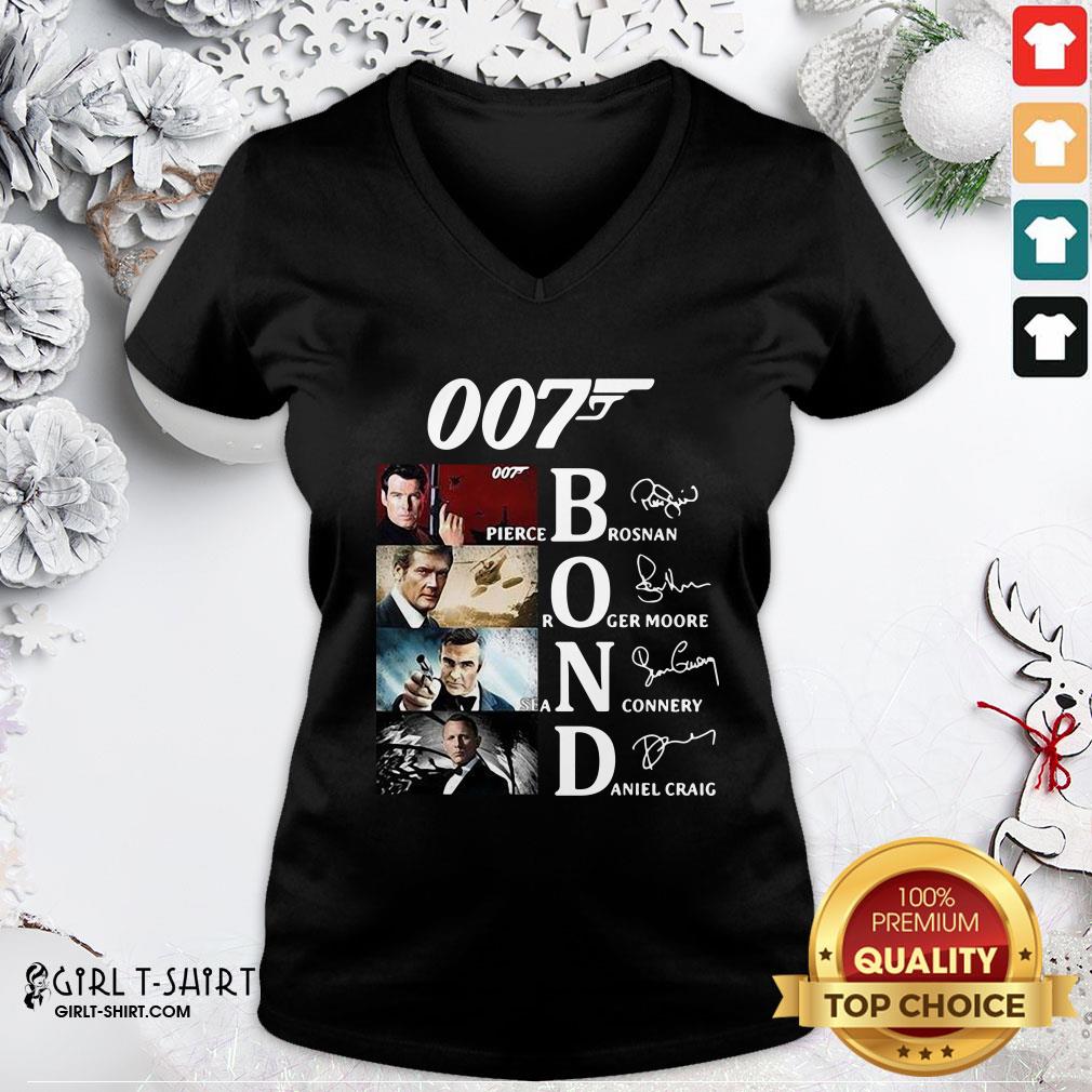 Hot James Bond 007 Pierce Brosnan Roger Moore Sean Connery Daniel Craig Signatures Shirt - Image 2