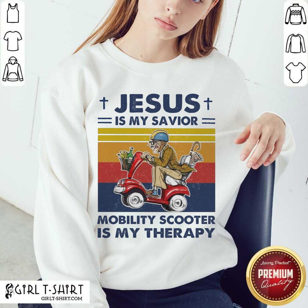 Hot Jesus Is My Savior Mobility Scooter Is My Therapy Vintage Shirt - Image 5