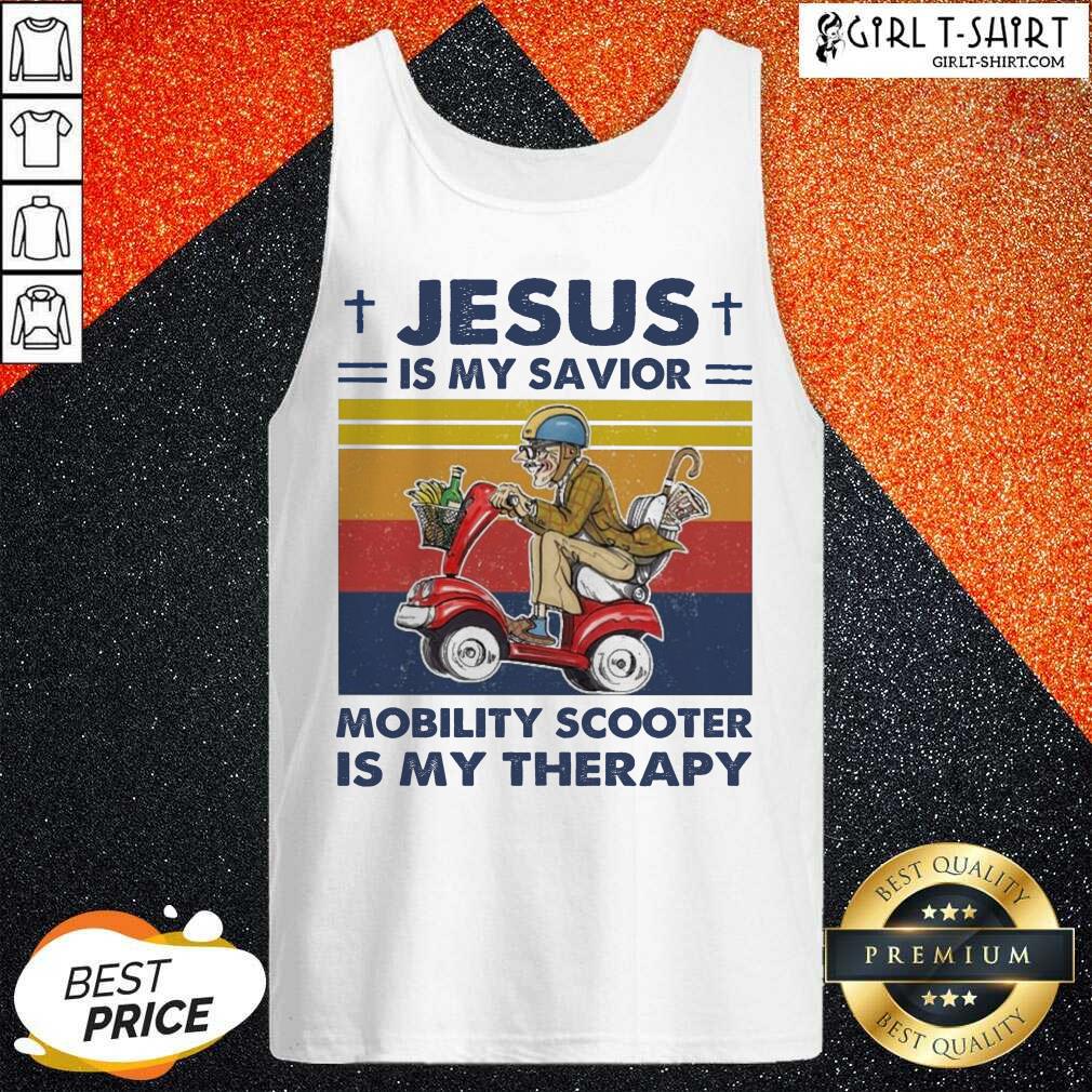 Hot Jesus Is My Savior Mobility Scooter Is My Therapy Vintage Shirt - Image 4