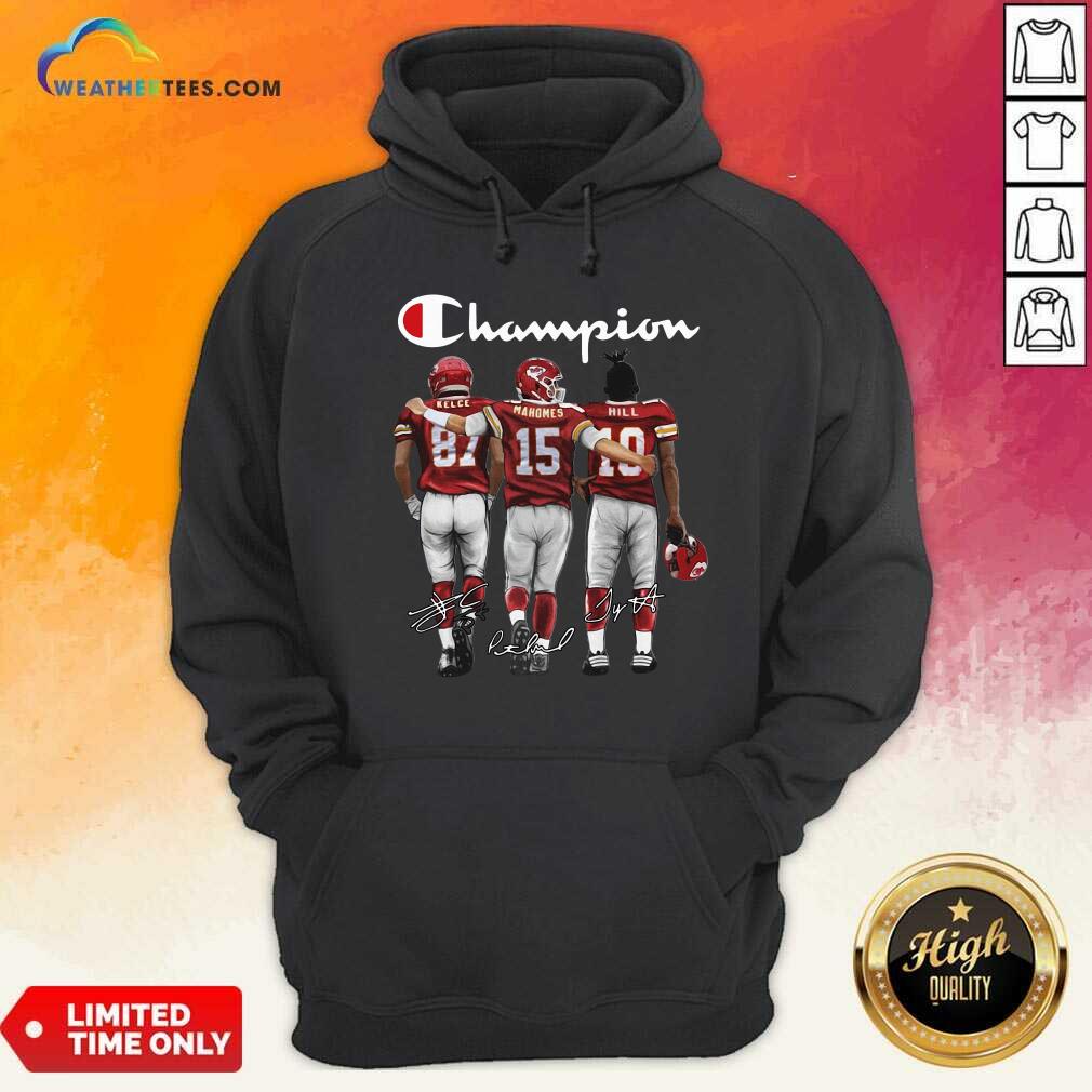 Hot Kansas City Chief Kelce Mahomes And Hill Champion Signatures Shirt - Image 4