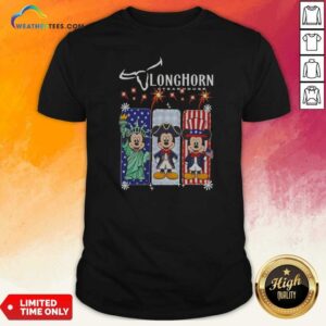 Hot Longhorn Steakhouse Mickey Mouse Patriotic USA Characters Shirt