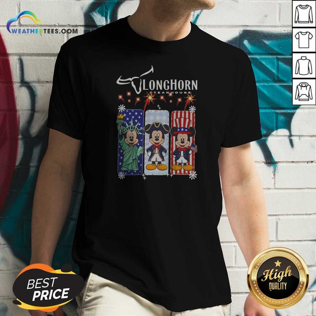 Hot Longhorn Steakhouse Mickey Mouse Patriotic USA Characters Shirt - Image 5