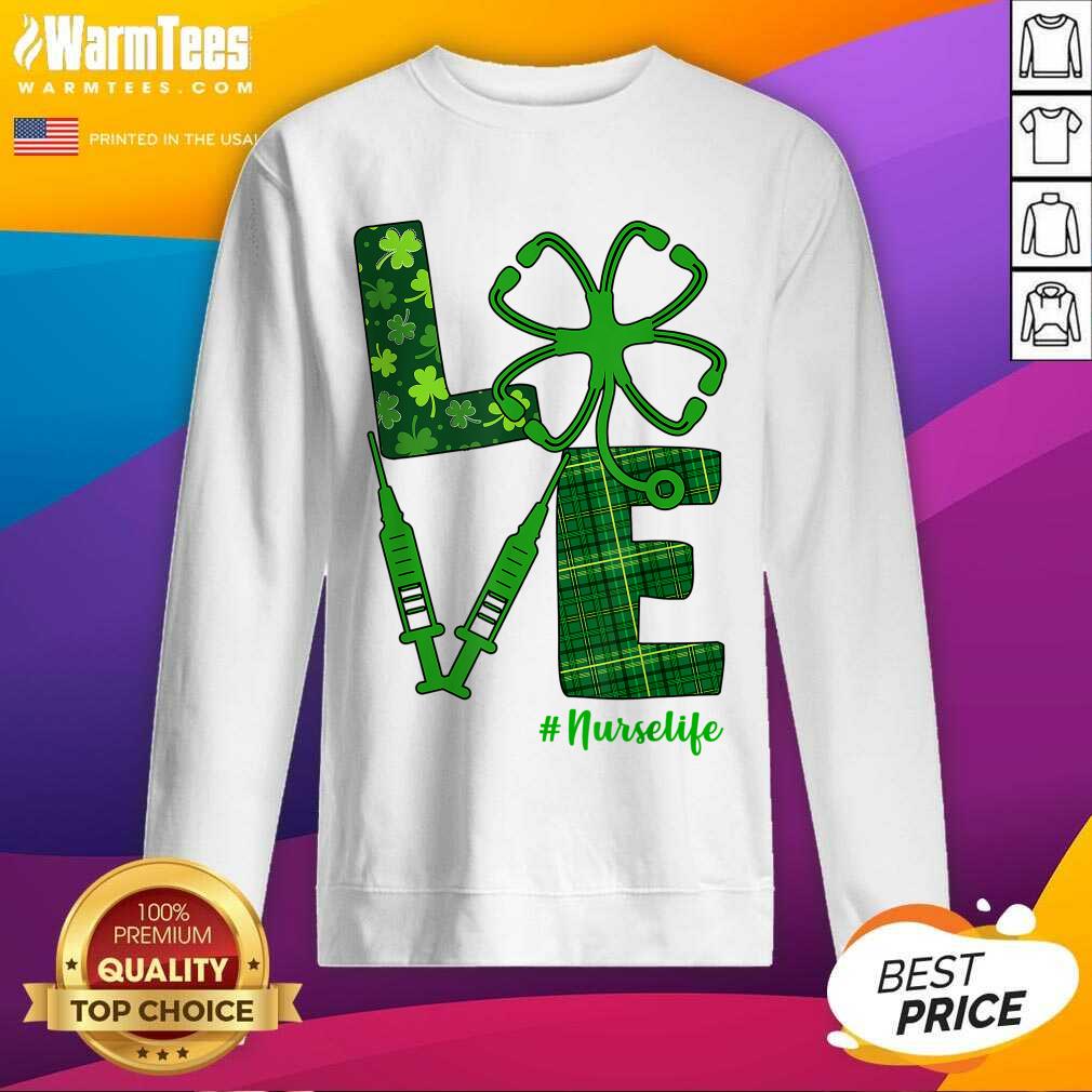 Hot Love Stethoscope Syringe Nurse Life St Patrick’s Day Shirt - Image 3