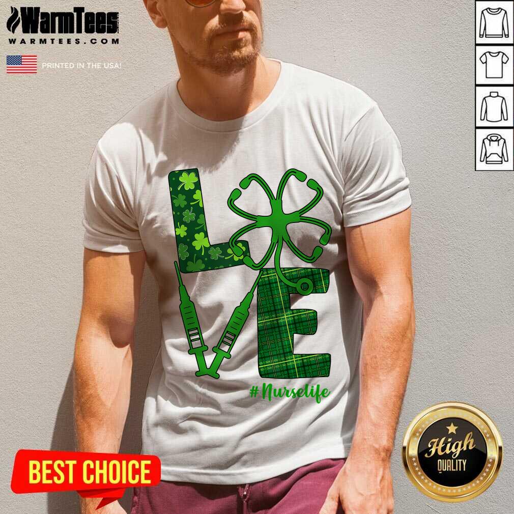 Hot Love Stethoscope Syringe Nurse Life St Patrick’s Day Shirt - Image 5