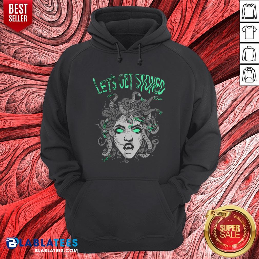 Hot Medusa Smoking Weed Let’s Get Stoned Shirt - Image 3