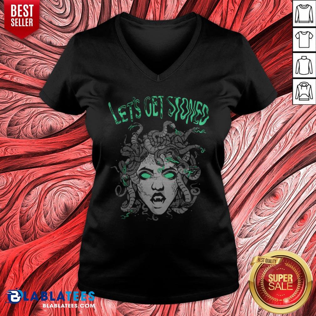 Hot Medusa Smoking Weed Let’s Get Stoned Shirt - Image 4