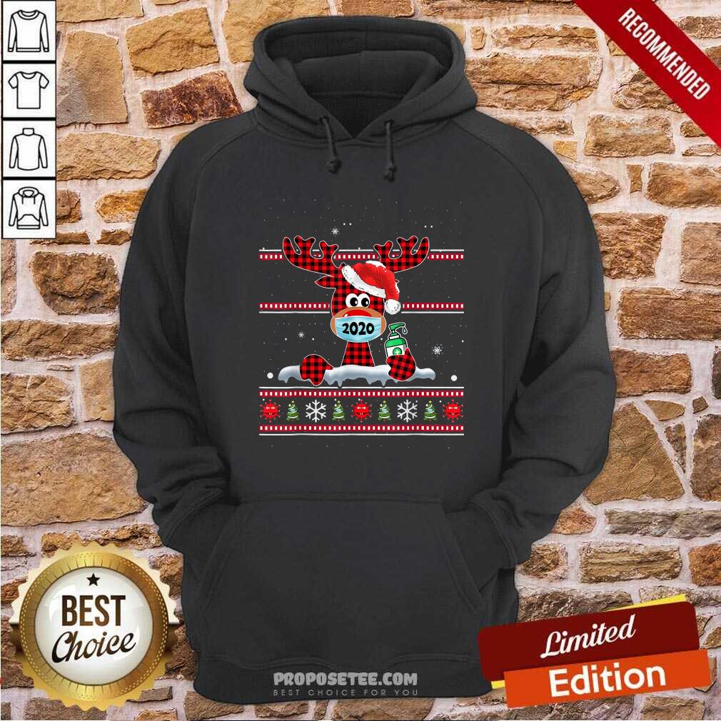 Hot Merry Quarantine Christmas 2020 Reindeer Mask Family Pajamas Shirt - Image 2
