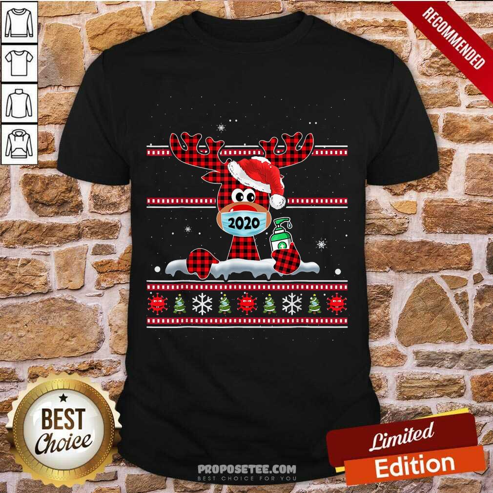 Hot Merry Quarantine Christmas 2020 Reindeer Mask Family Pajamas Shirt