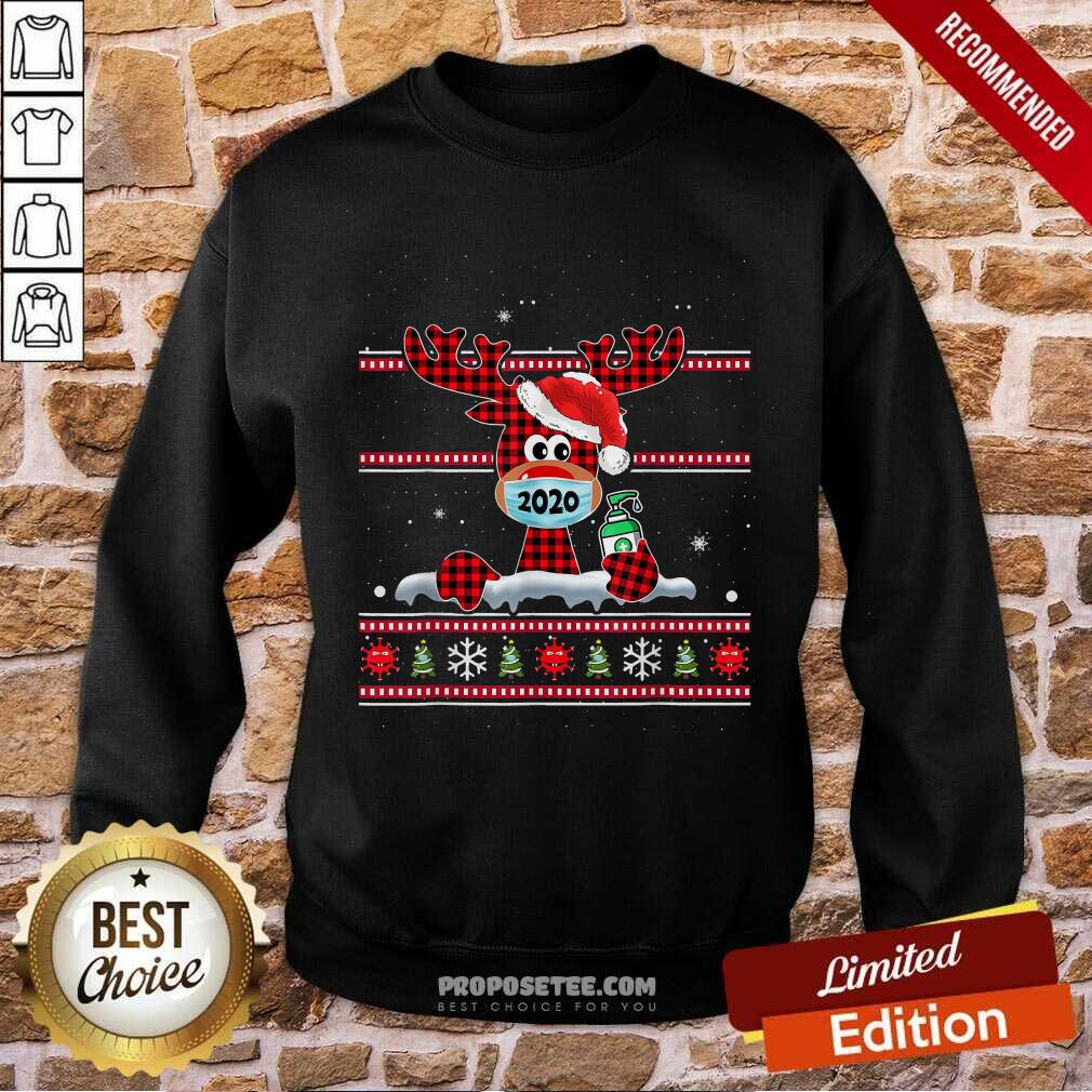 Hot Merry Quarantine Christmas 2020 Reindeer Mask Family Pajamas Shirt - Image 5