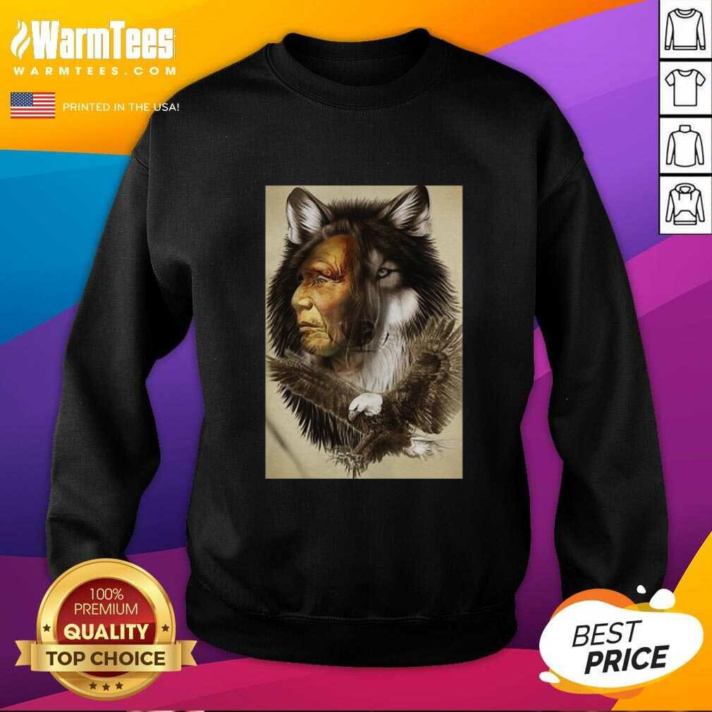 Hot Native American Indian Wolf Eagle Shirt - Image 3