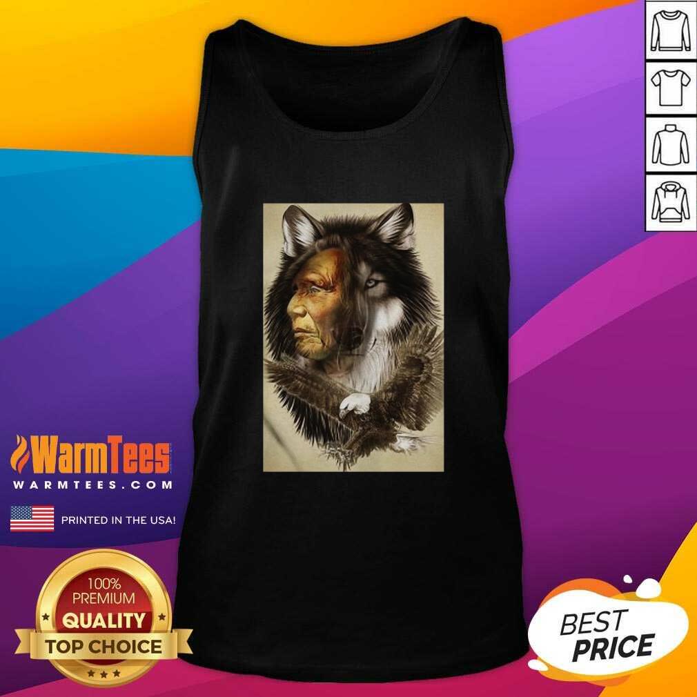 Hot Native American Indian Wolf Eagle Shirt - Image 4