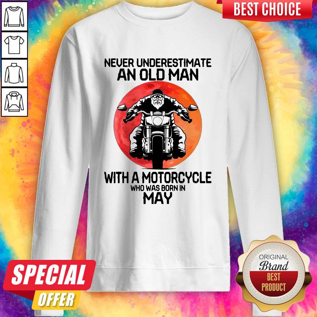 Hot Never Underestimate An Old Man With A Motorcycle Who Was Born In May Moon Shirt - Image 4