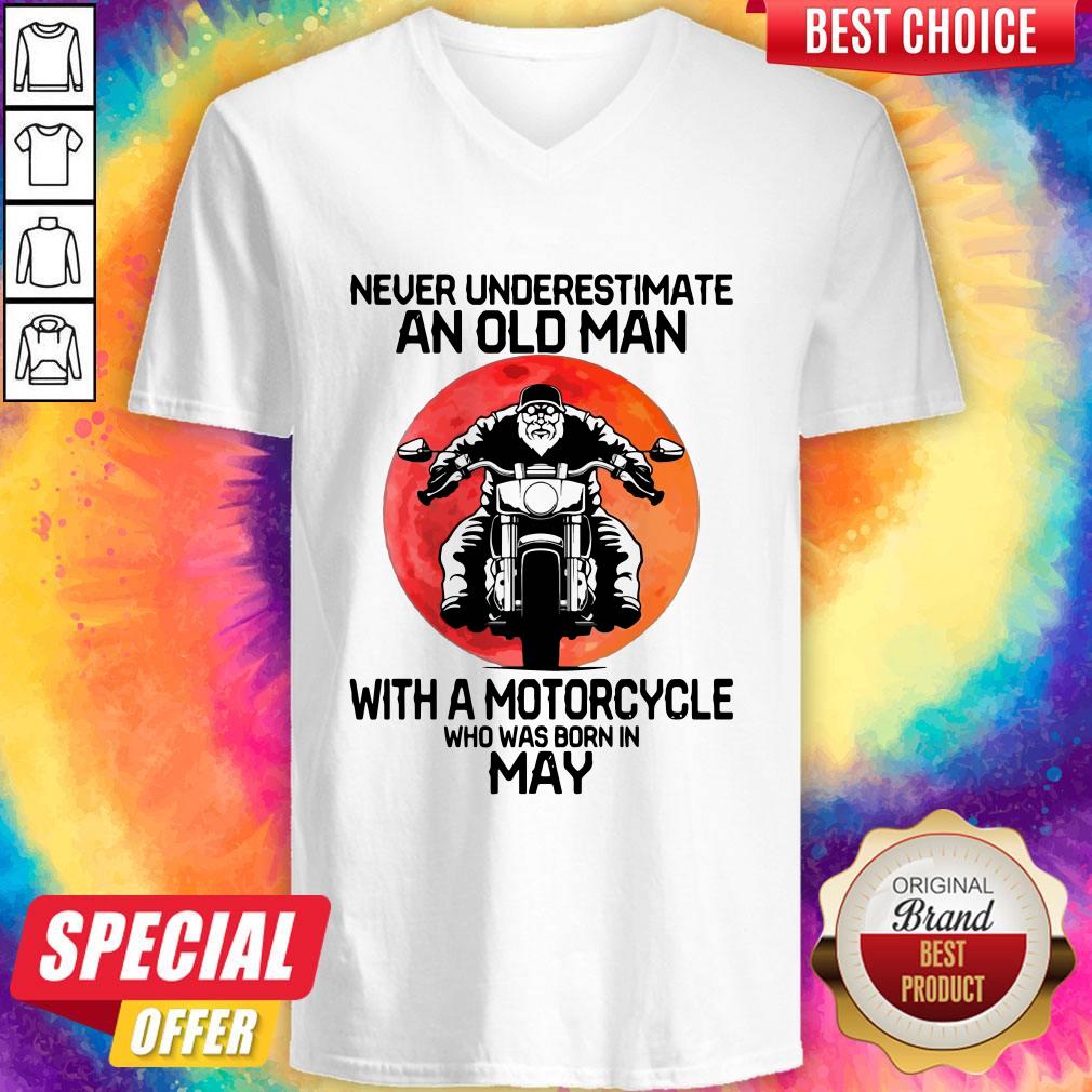 Hot Never Underestimate An Old Man With A Motorcycle Who Was Born In May Moon Shirt - Image 2