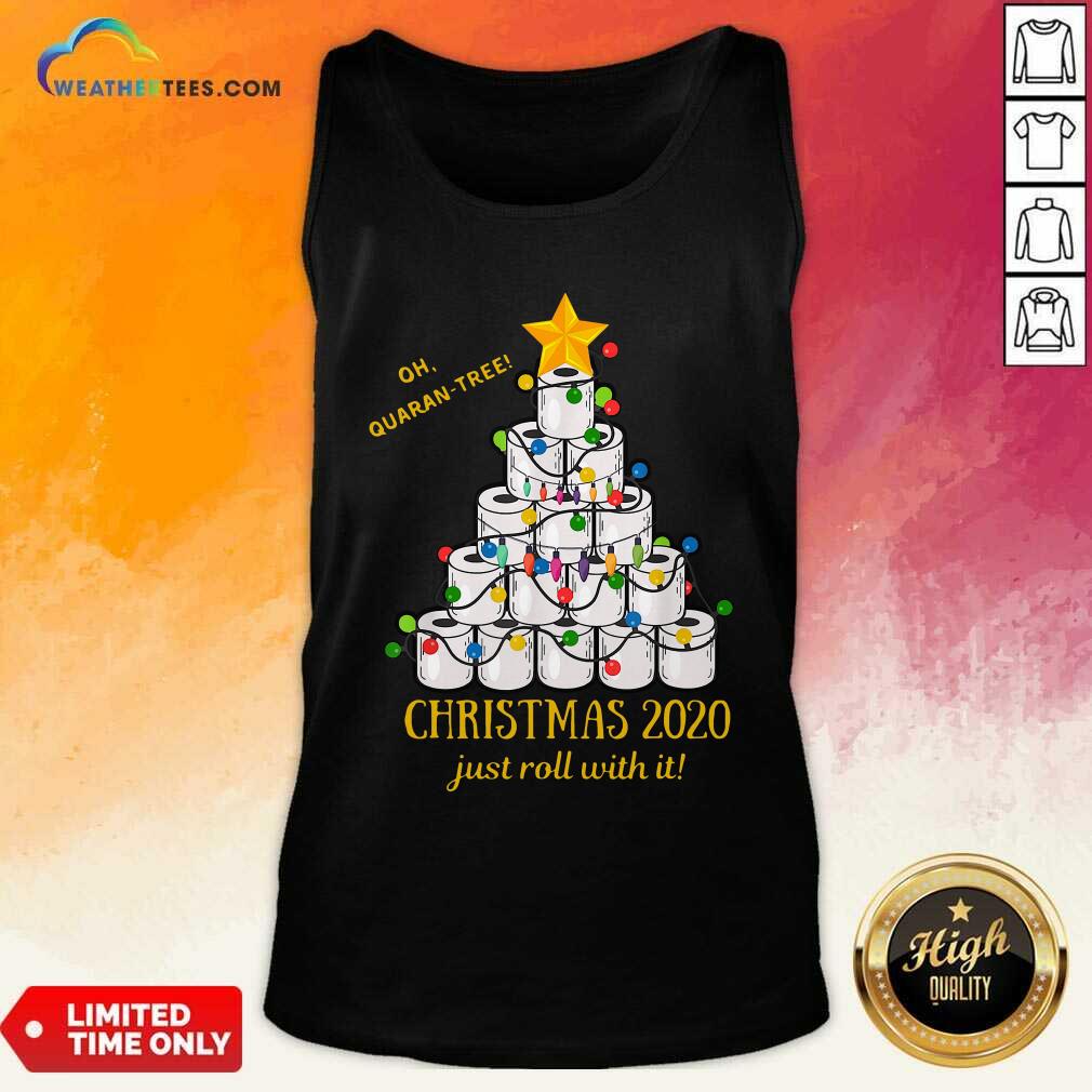 Hot Oh Quaran-tree Toilet Paper Christmas 2020 Just Roll With It Christmas Shirt - Image 4